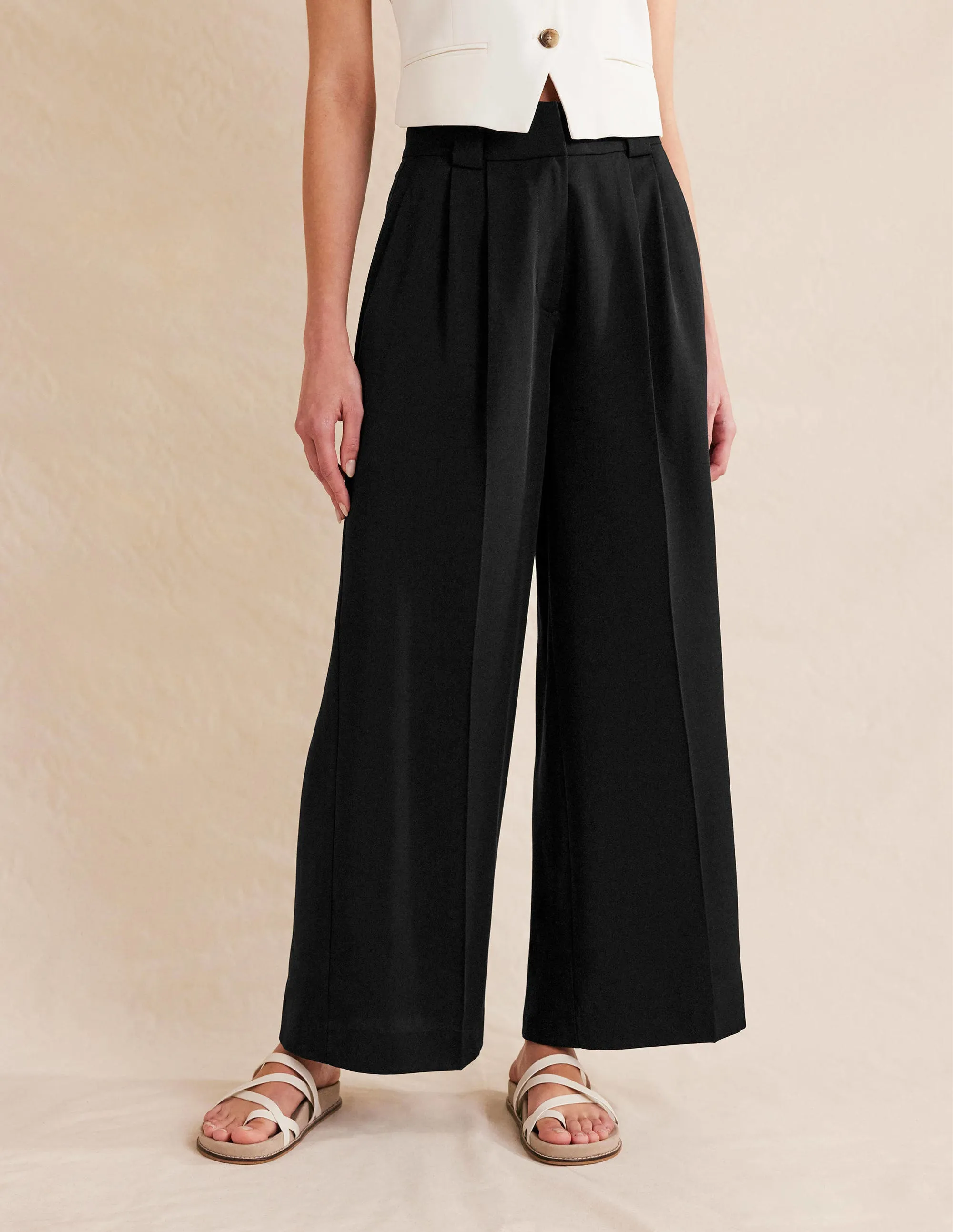 Islington Wide Leg Trousers-Black