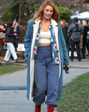 It Ends With Us Blake Lively Blue Shearling Coat