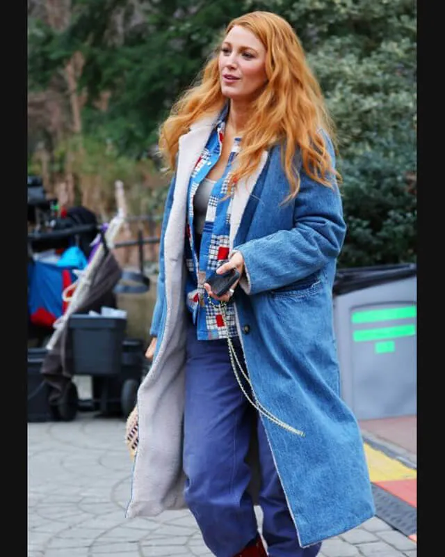 It Ends With Us Blake Lively Blue Shearling Coat