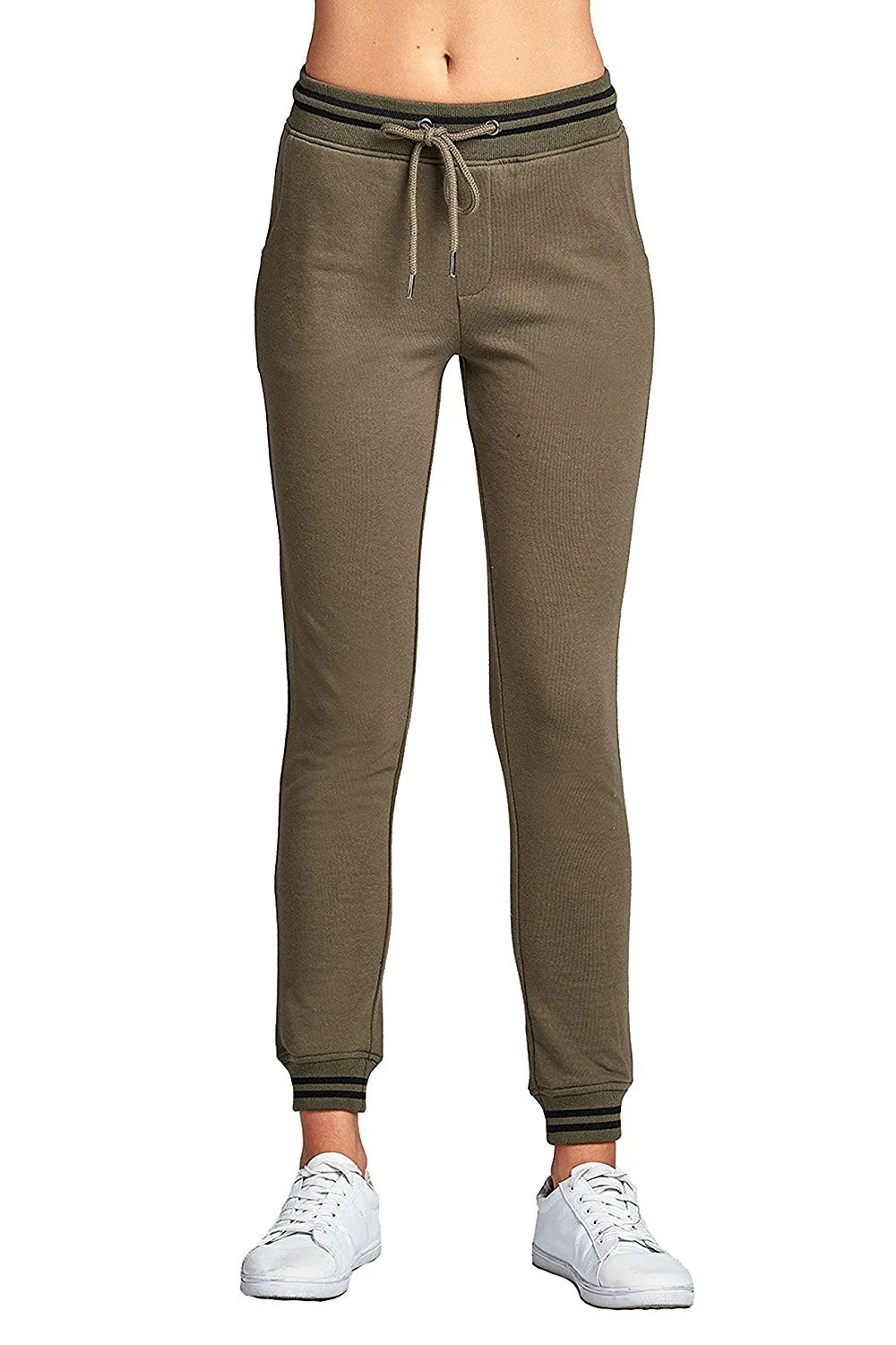 Khanomak Casual Drawstring Waist Side Pockets Straight Leg Sweat Pants