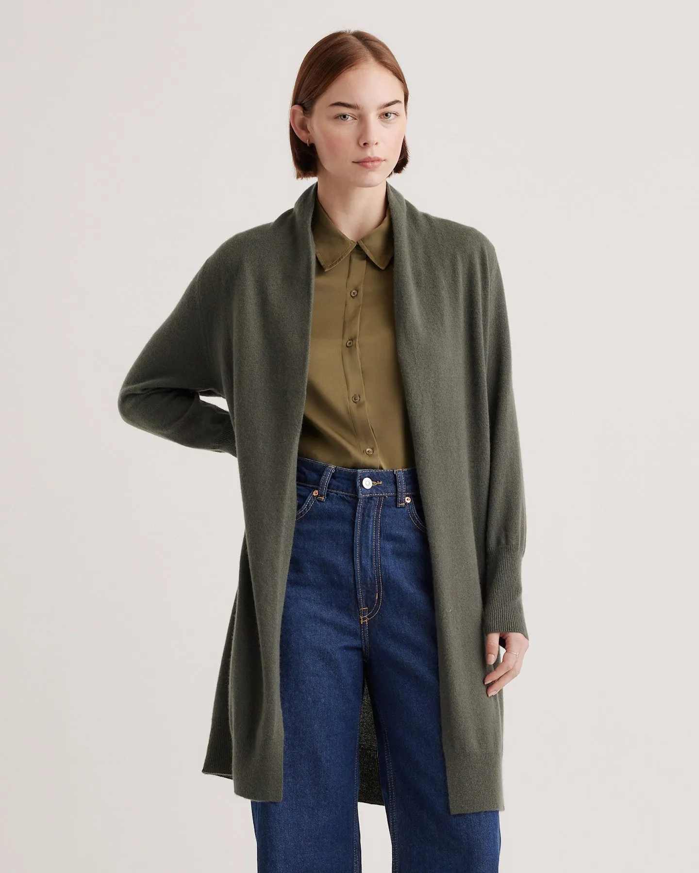 Lightweight Mongolian Cashmere Duster Cardigan Sweater