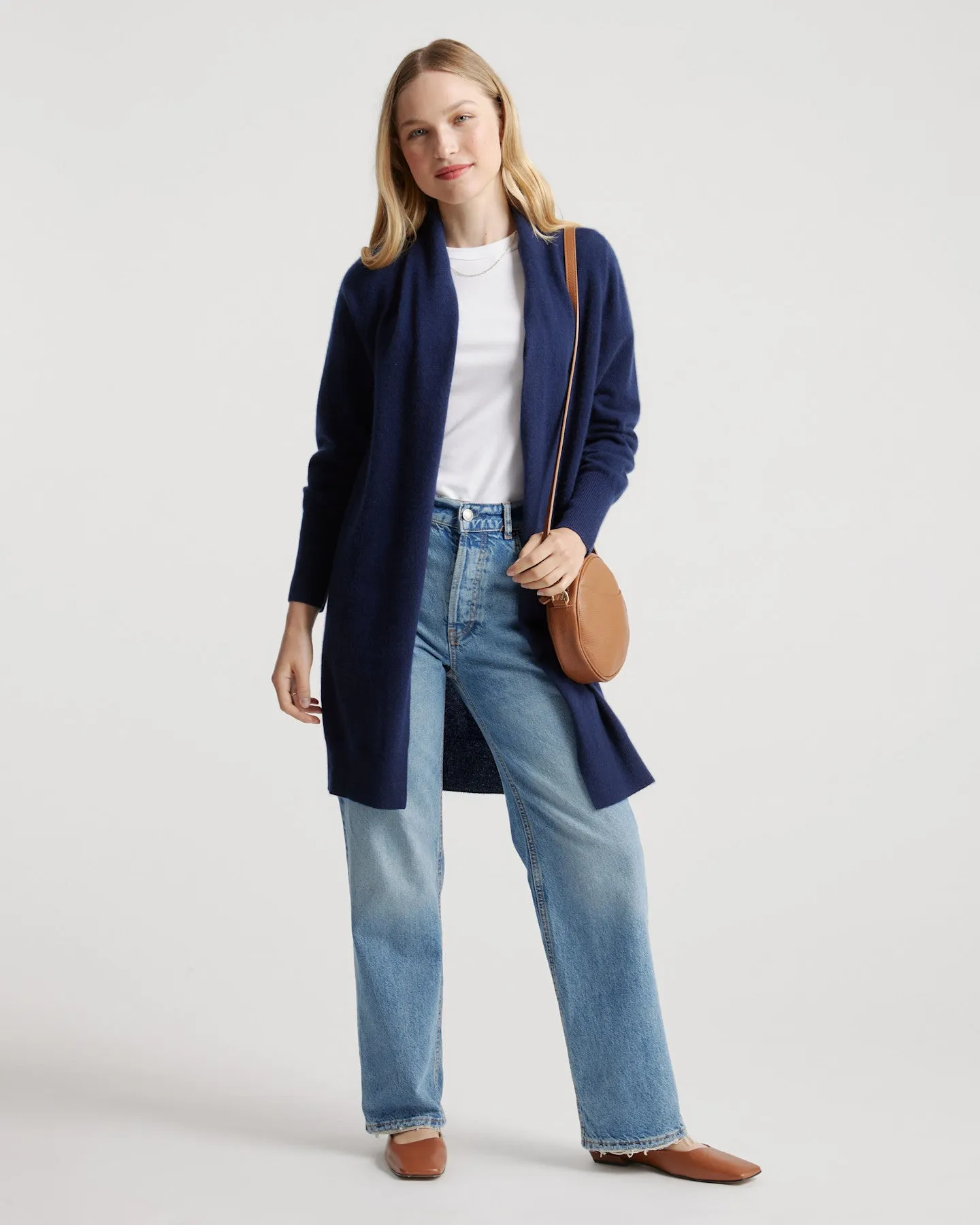 Lightweight Mongolian Cashmere Duster Cardigan Sweater