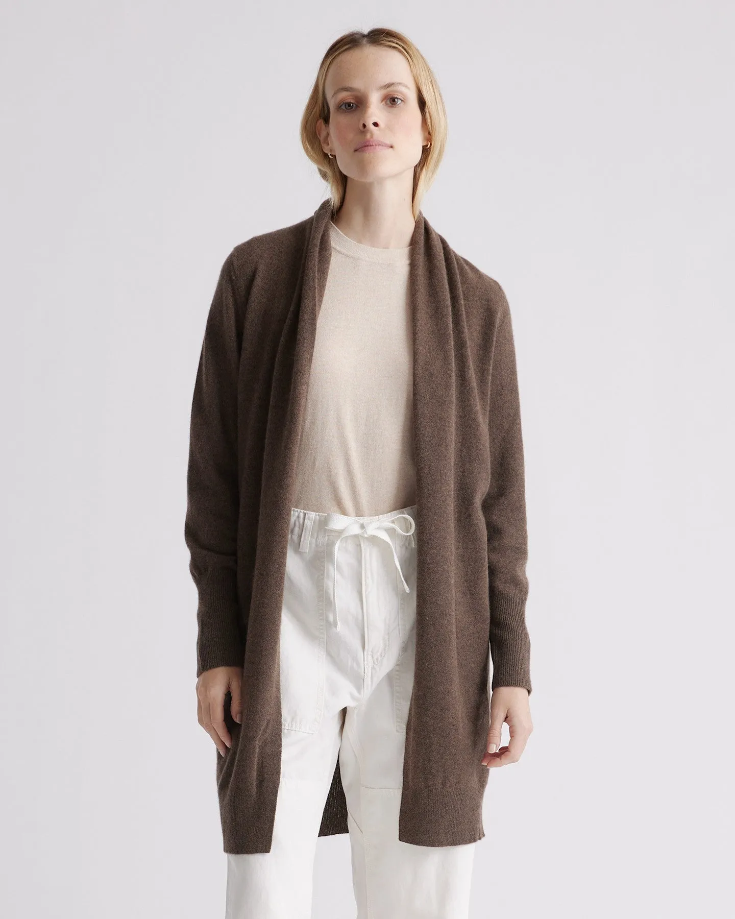 Lightweight Mongolian Cashmere Duster Cardigan Sweater