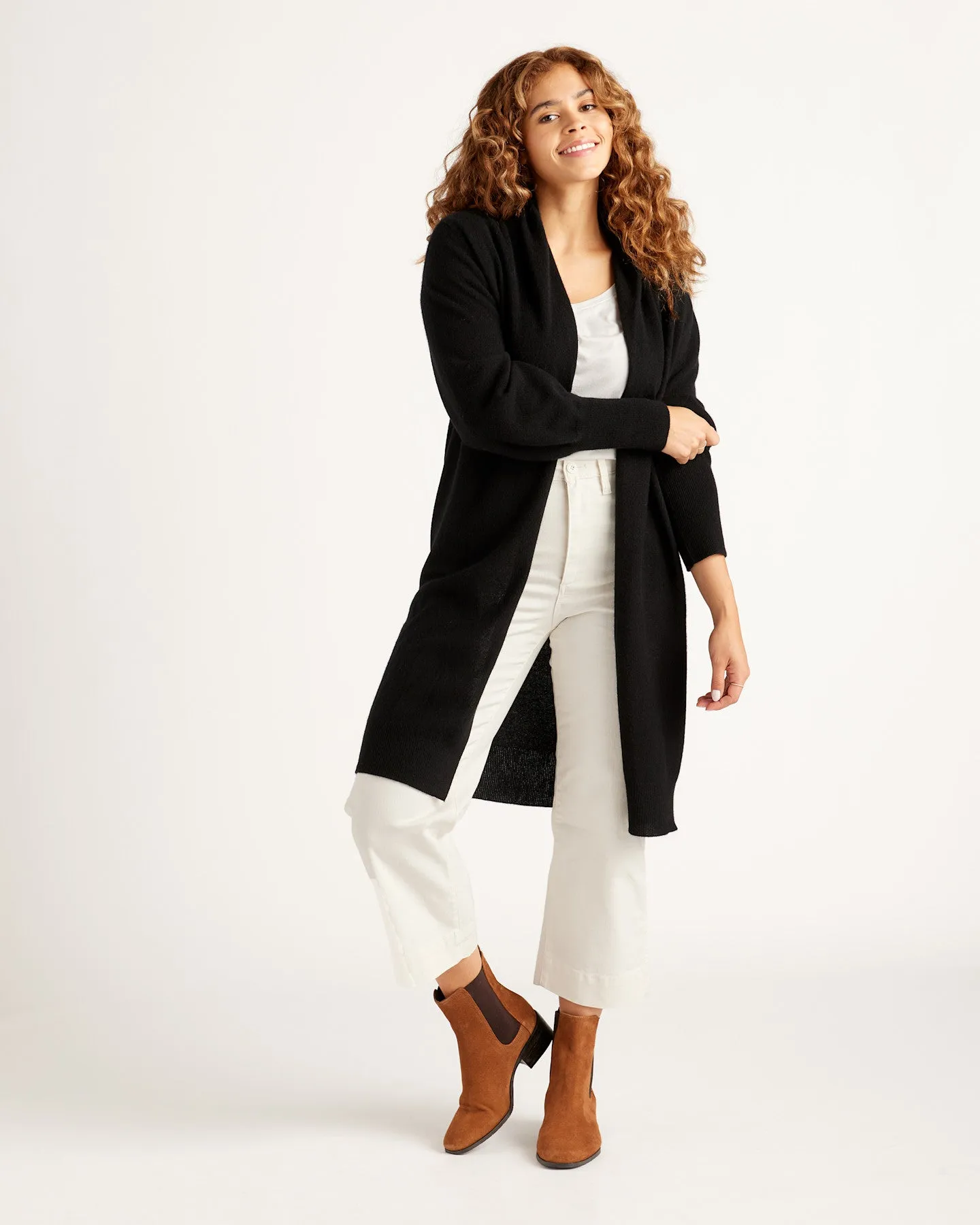 Lightweight Mongolian Cashmere Duster Cardigan Sweater