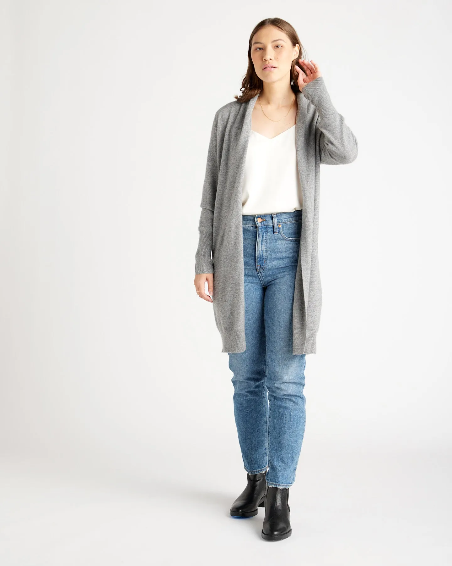 Lightweight Mongolian Cashmere Duster Cardigan Sweater