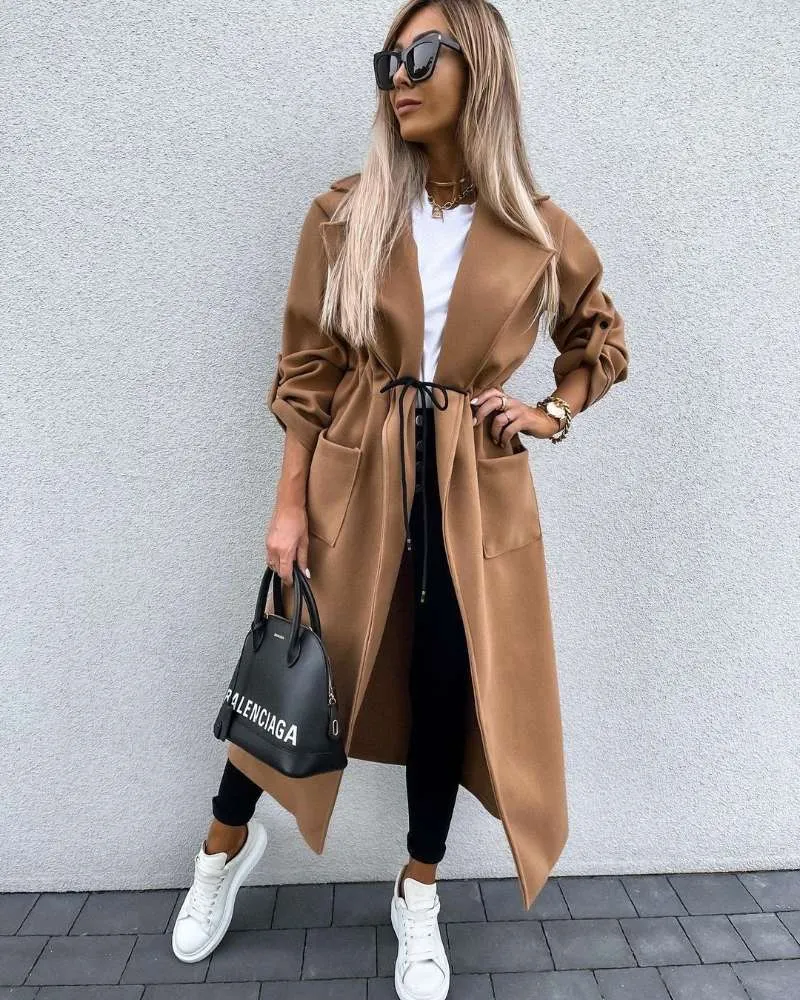Long Sleeved Tie-front Coat Jacket