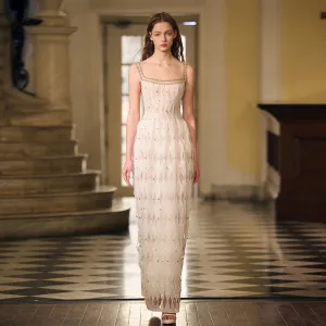 Luxury Crystal White Spaghetti Straps Evening Dress SS221
