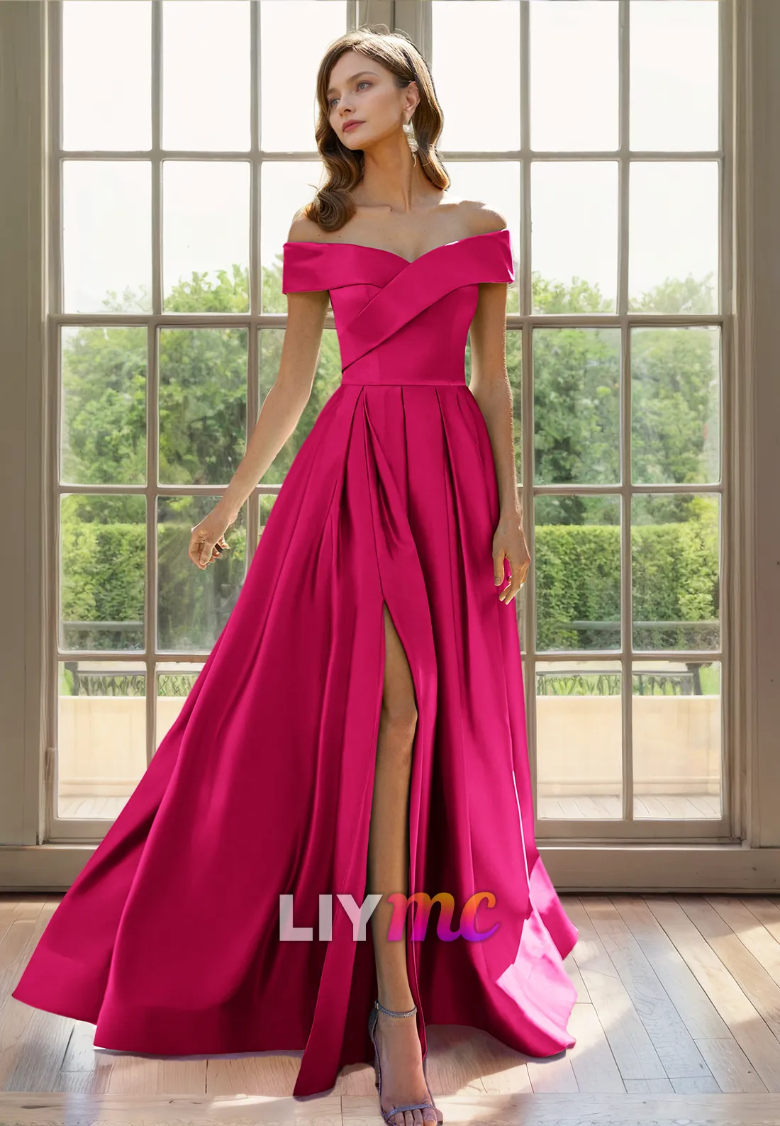 M1282 - Asymmetrical Sleeveless Pleated Sheath Appliques Mother of Bride Dress Cocktail Dress