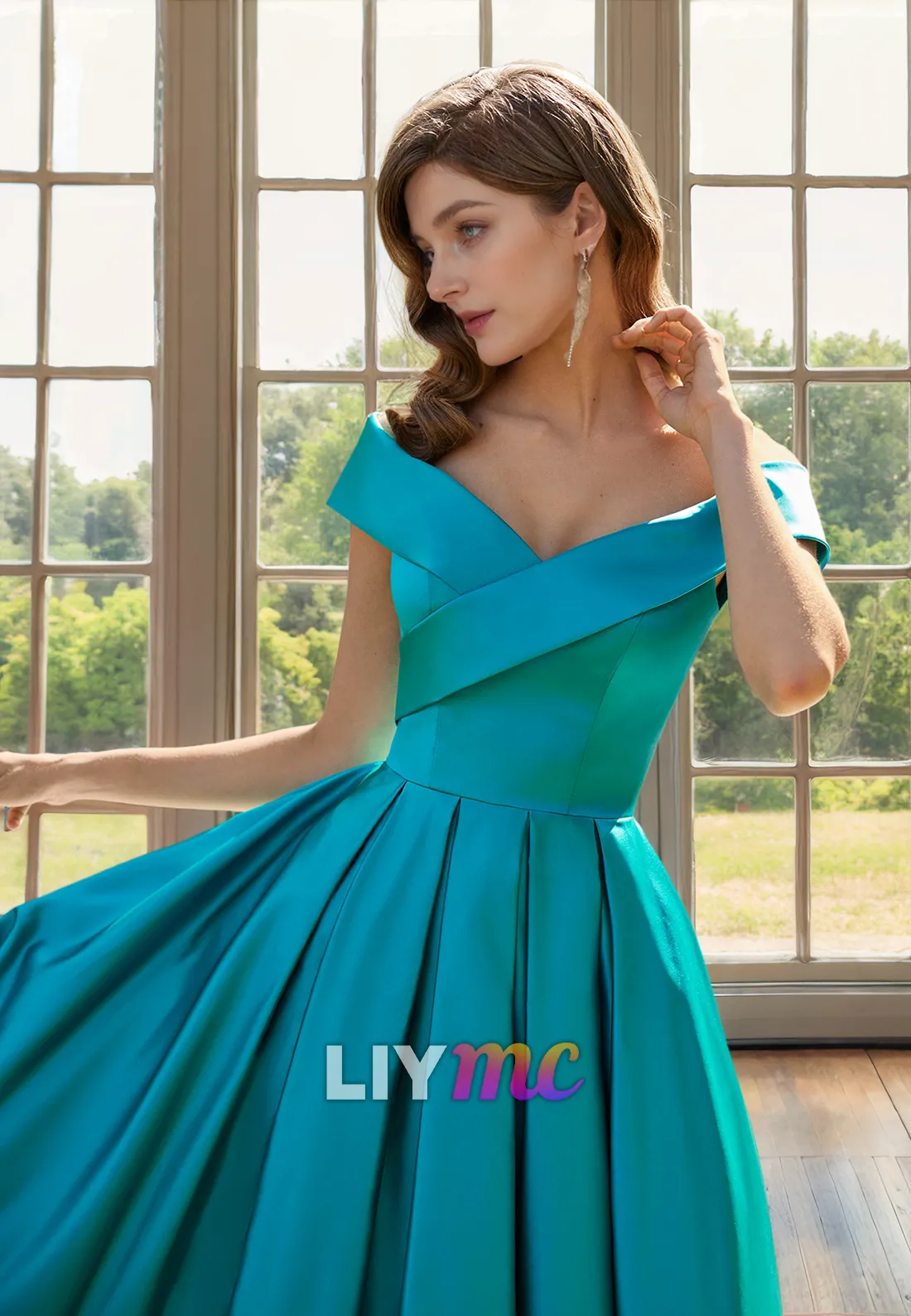 M1282 - Asymmetrical Sleeveless Pleated Sheath Appliques Mother of Bride Dress Cocktail Dress