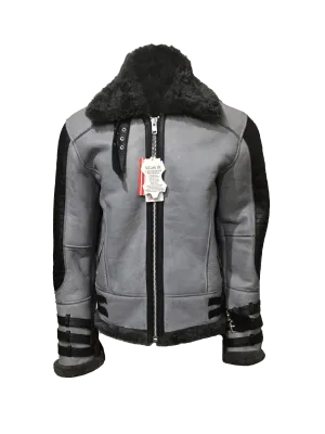 Men's Grey Shearling B3 Bomber Jacket - Now in 8 Sizes!