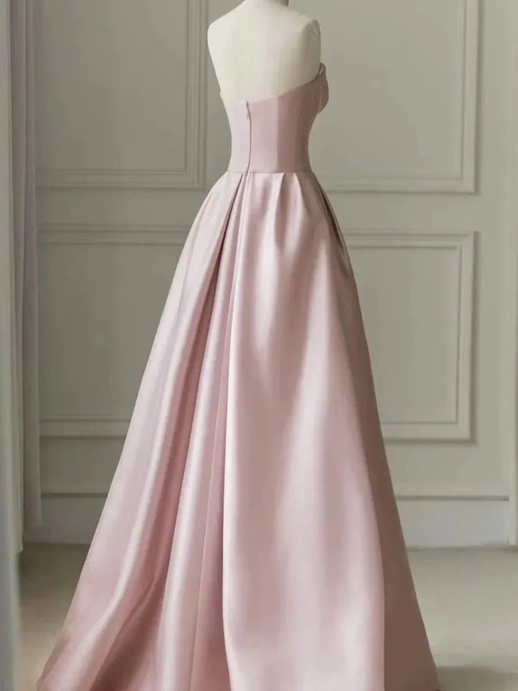 MQTIME  -  Pink Strapless Evening Dress Celebrity Banquet Party Dress Light Luxury Costume Engagement Dress Pink Patchwork Strapless Gown