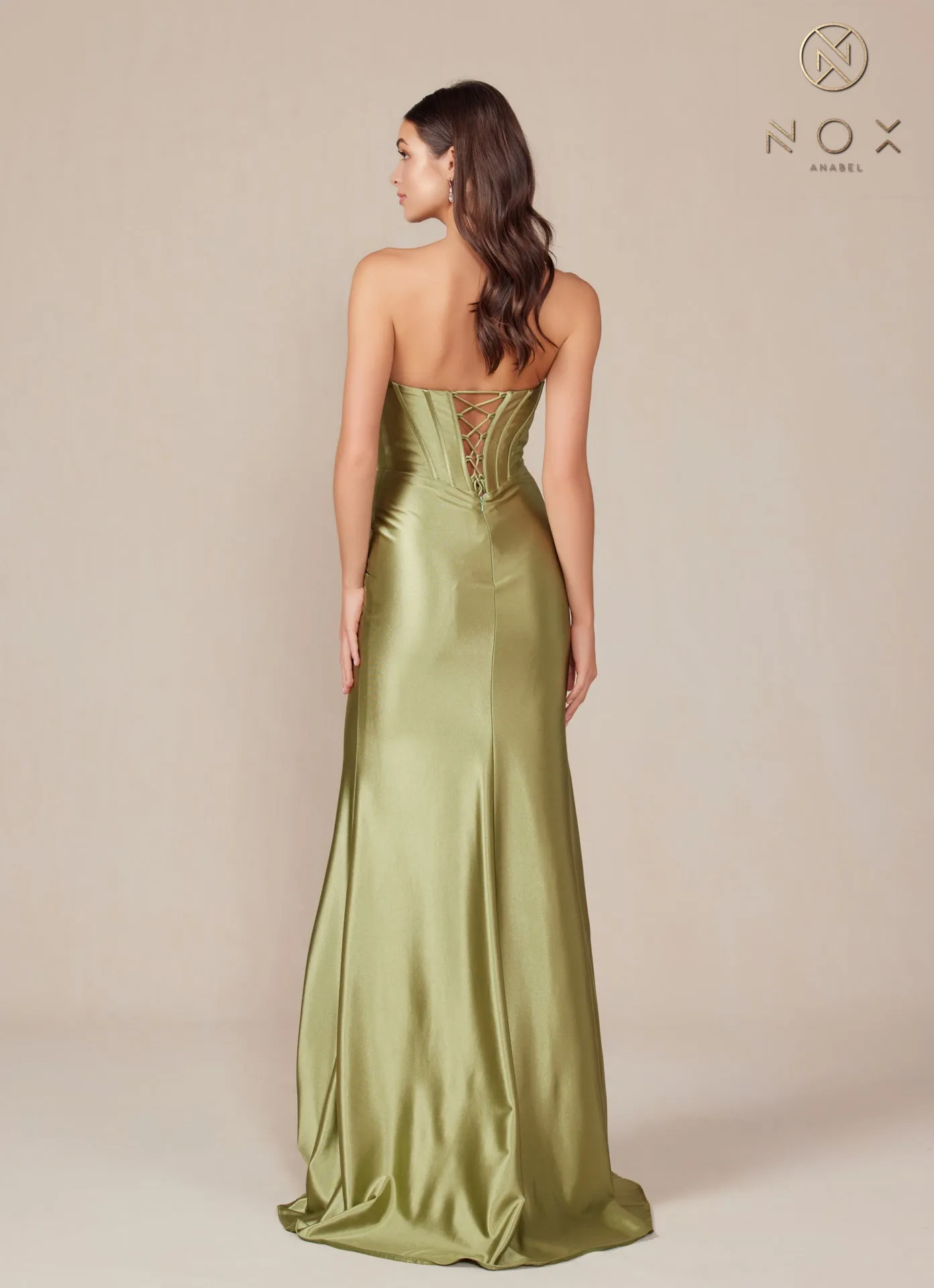 Nox Anabel T1500 Size 0 Royal Long Formal Corset Dress Cut Out Strapless Prom Evening Gown Sweetheart