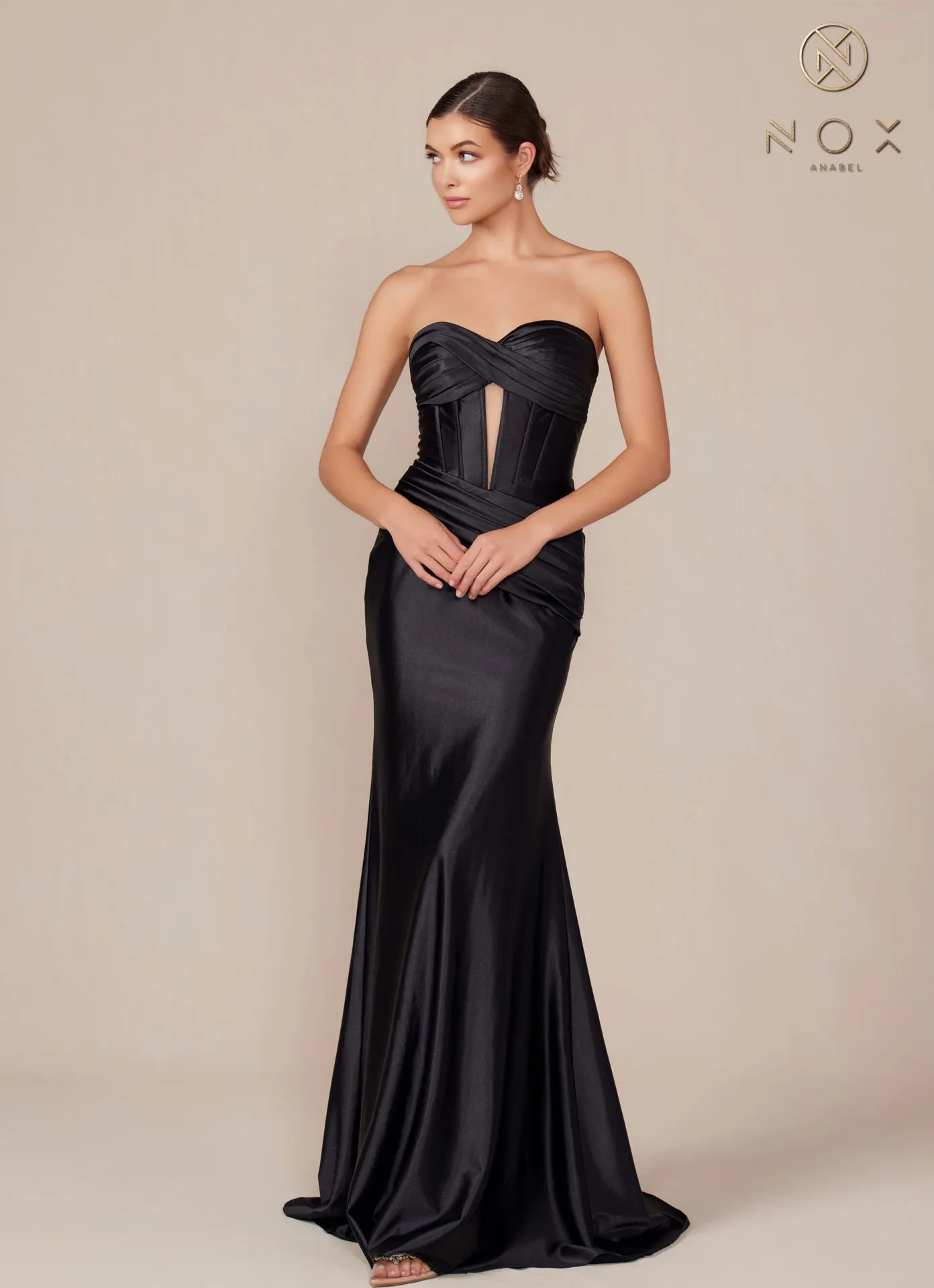 Nox Anabel T1500 Size 0 Royal Long Formal Corset Dress Cut Out Strapless Prom Evening Gown Sweetheart