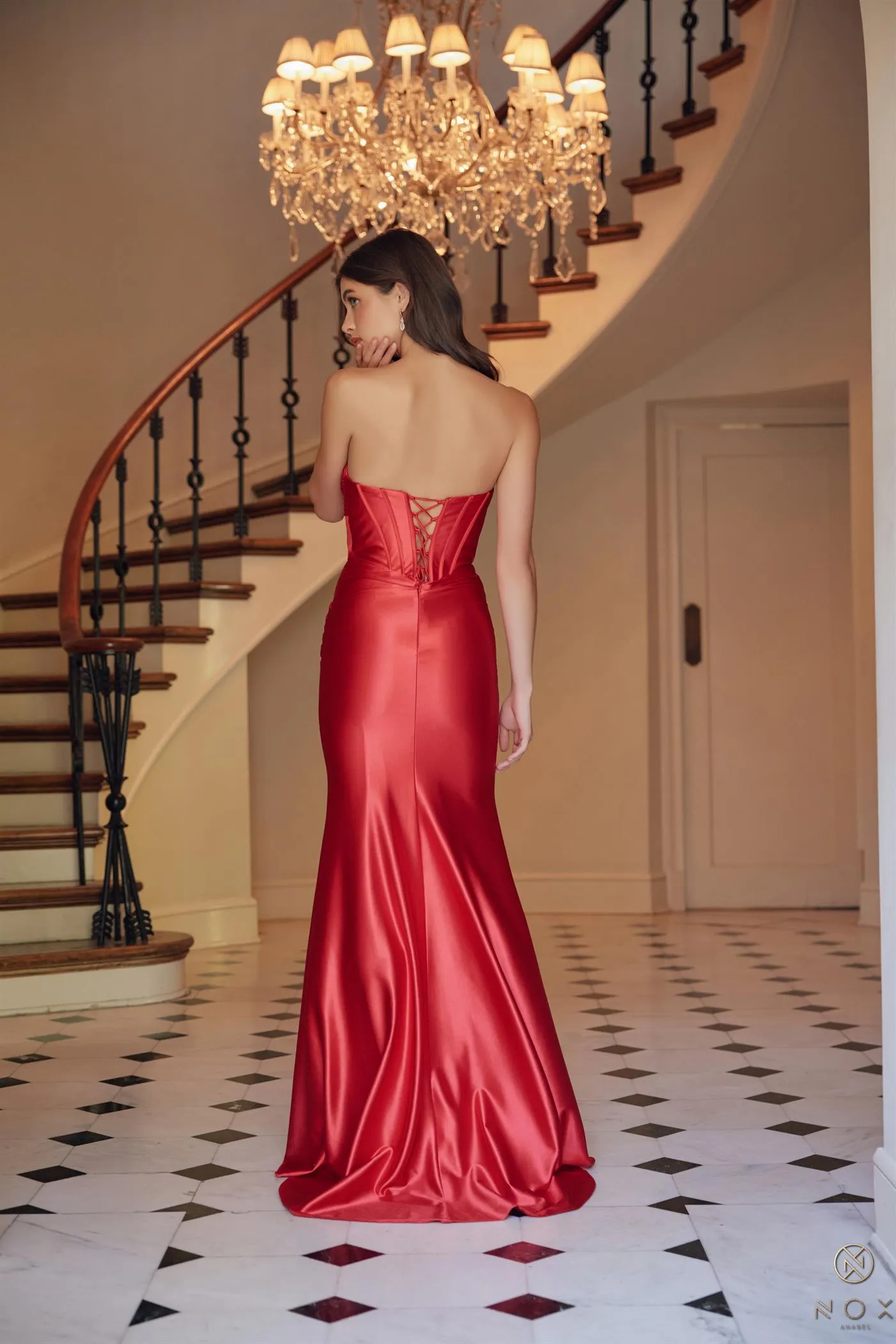 Nox Anabel T1500 Size 0 Royal Long Formal Corset Dress Cut Out Strapless Prom Evening Gown Sweetheart