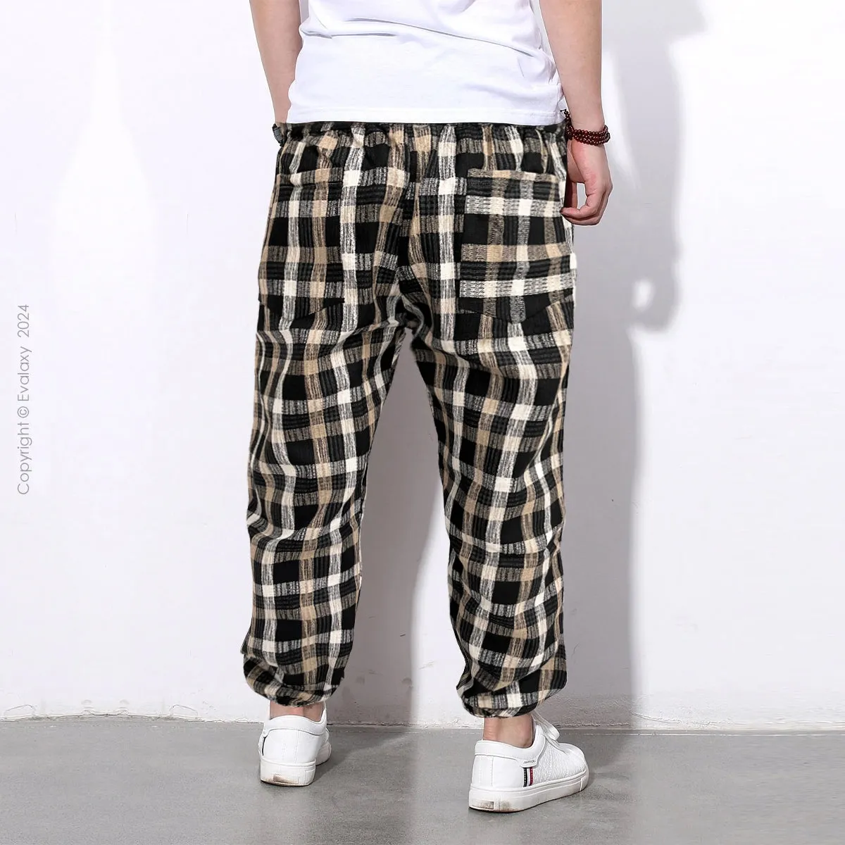 Peach Black Checkered Premium Jogger Breathable Casual Harem Pants for Men & Women