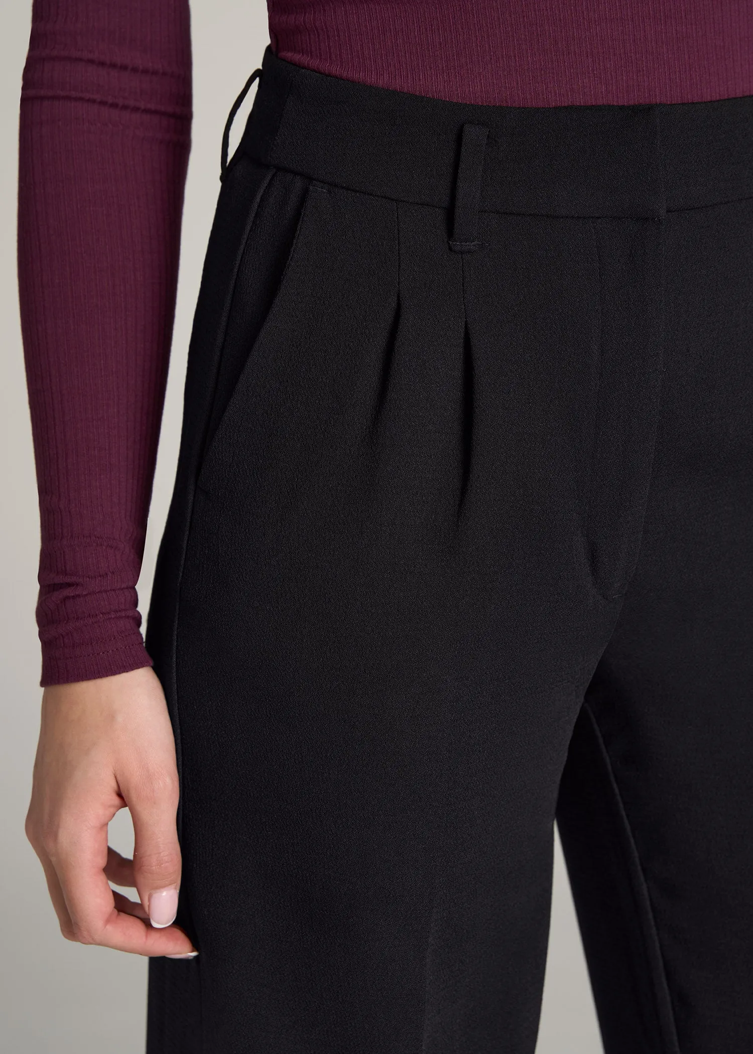 Pleated WIDE Leg Dress Pants for Tall Women in Black
