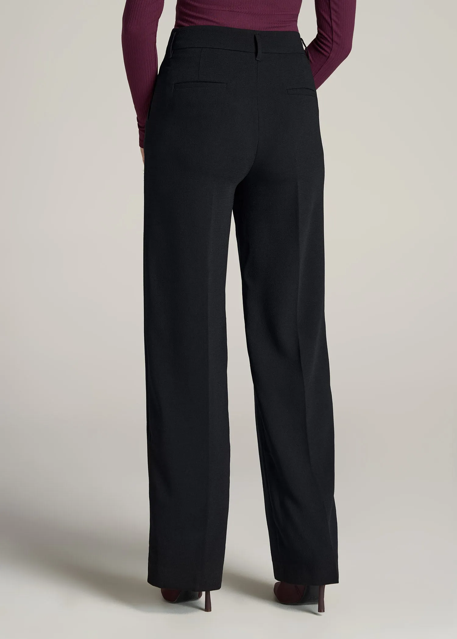 Pleated WIDE Leg Dress Pants for Tall Women in Black