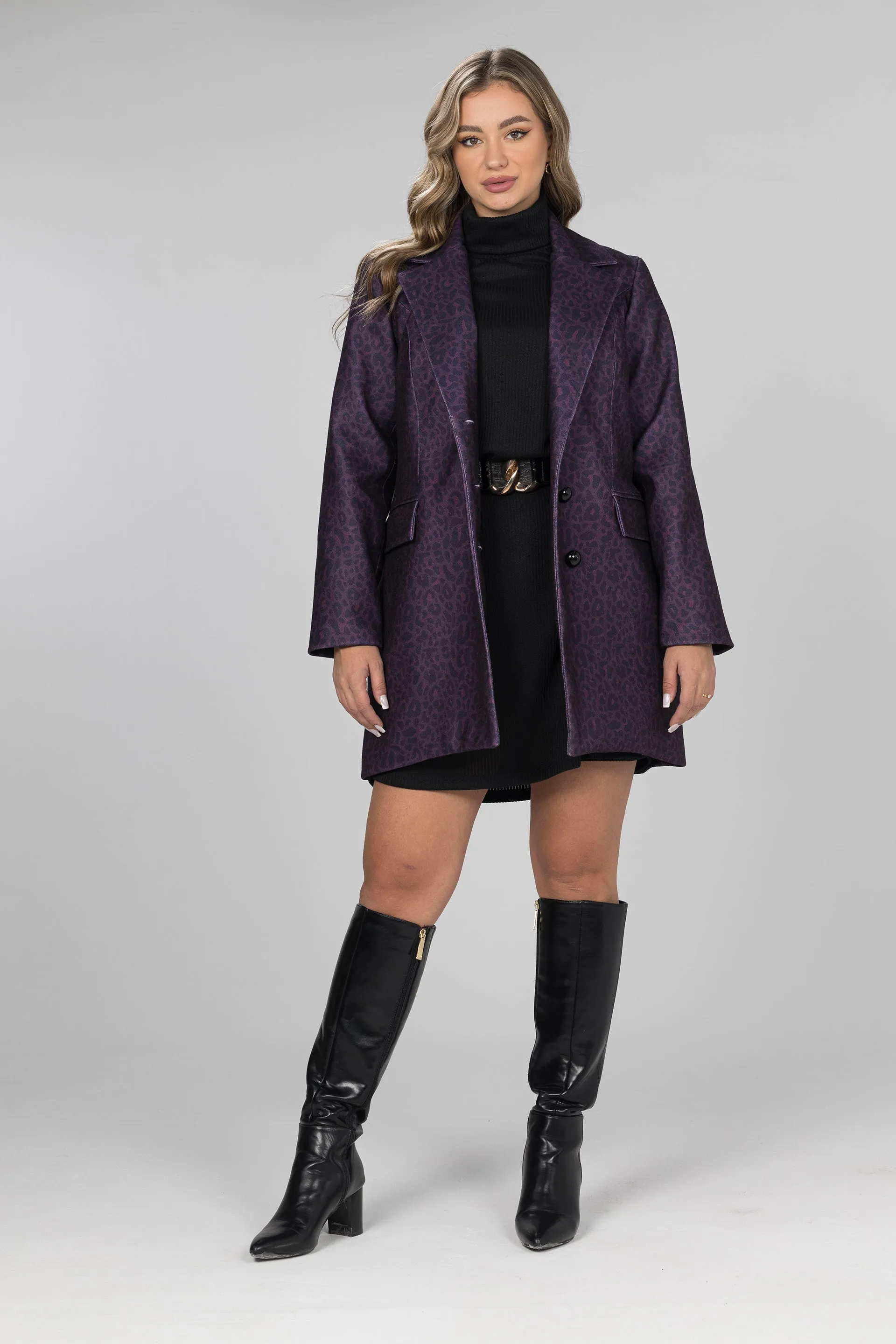 Purple Wild Elegance Wool Blazer Dress