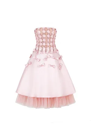 Ronia A-line Straight Across Neck Taffeta Midi Dress