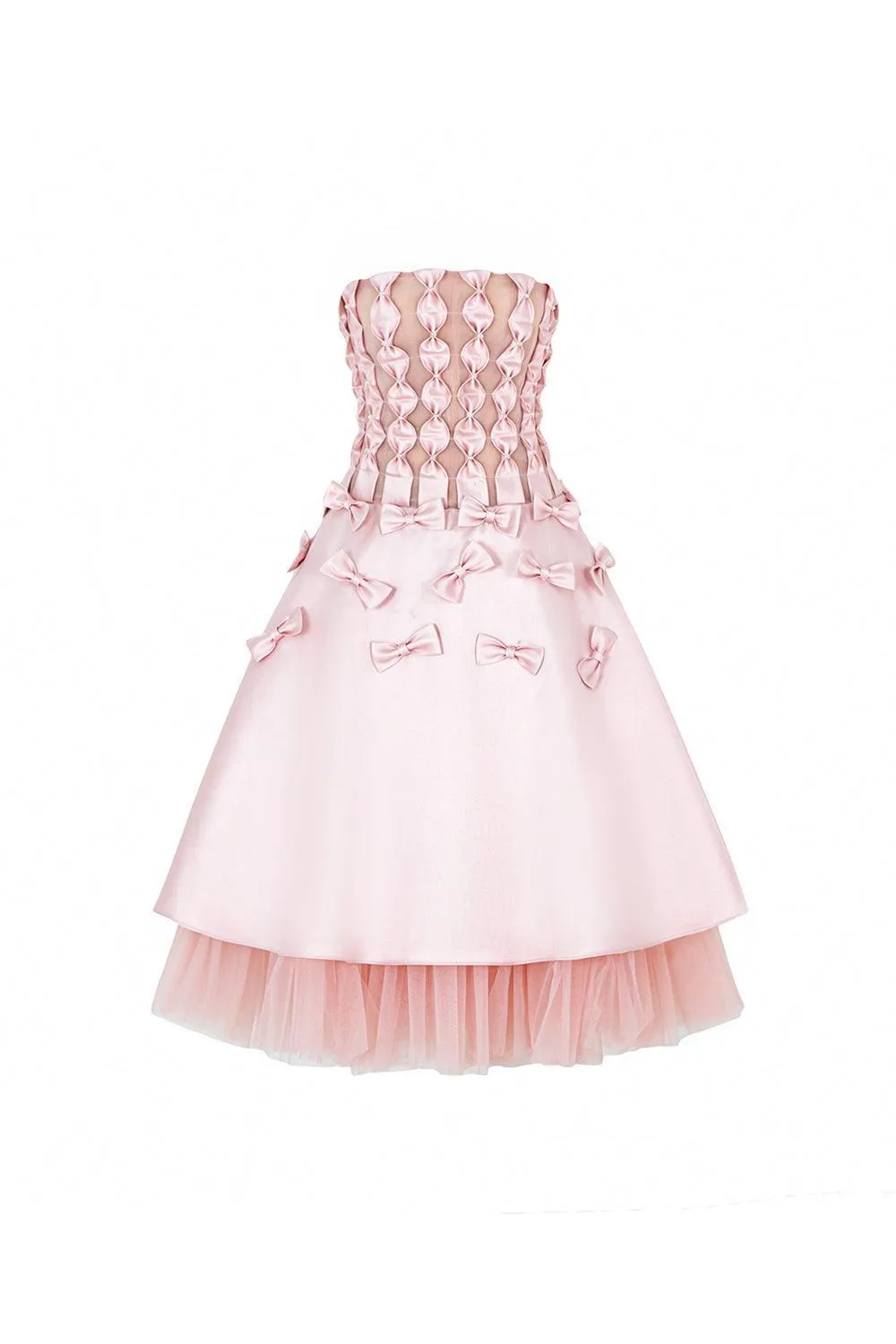 Ronia A-line Straight Across Neck Taffeta Midi Dress