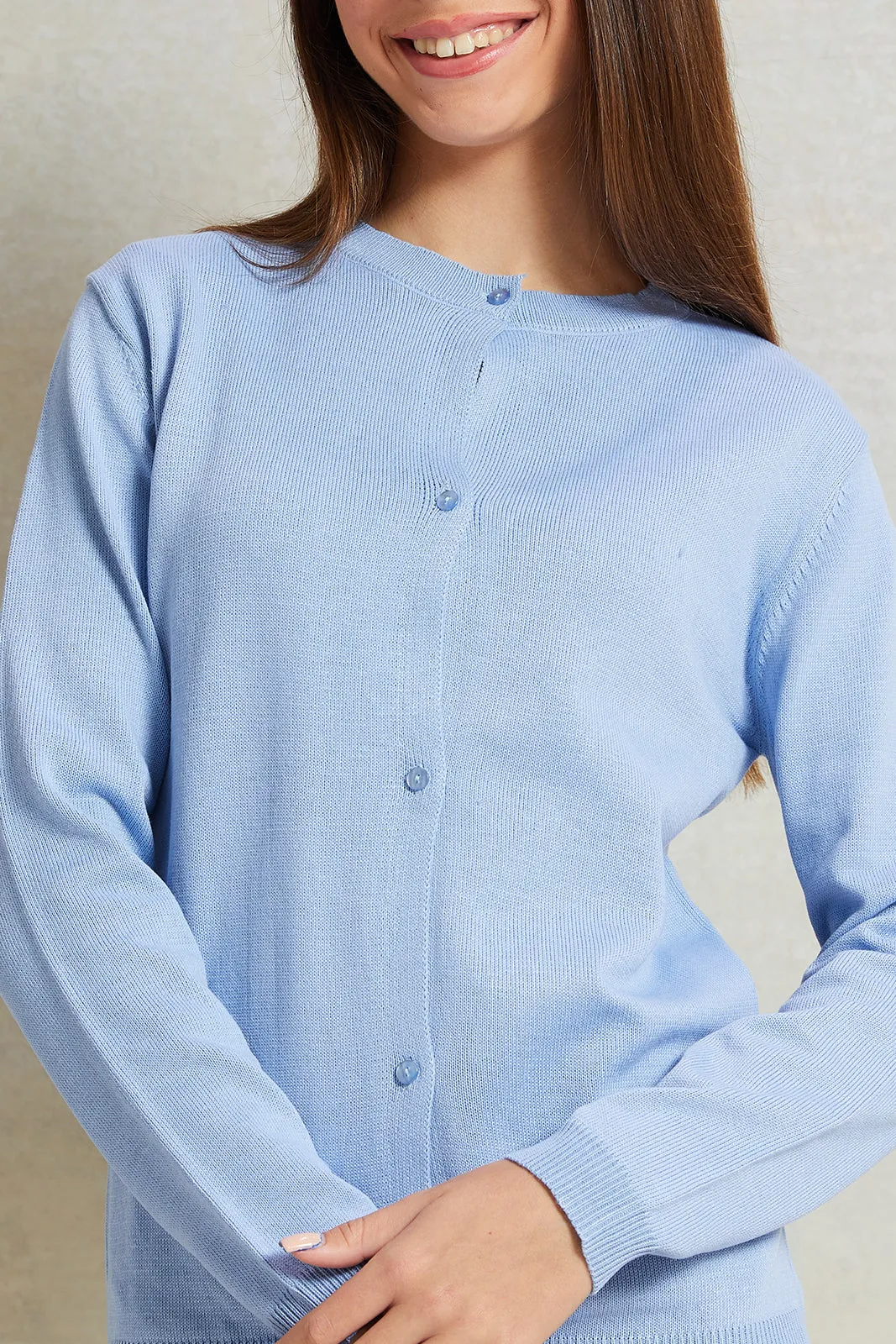 Senior Girls Blue Knitted Cardigan