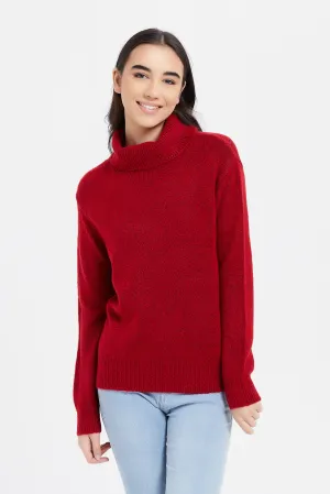 Senior Girls Burgundy High Neck Pullover