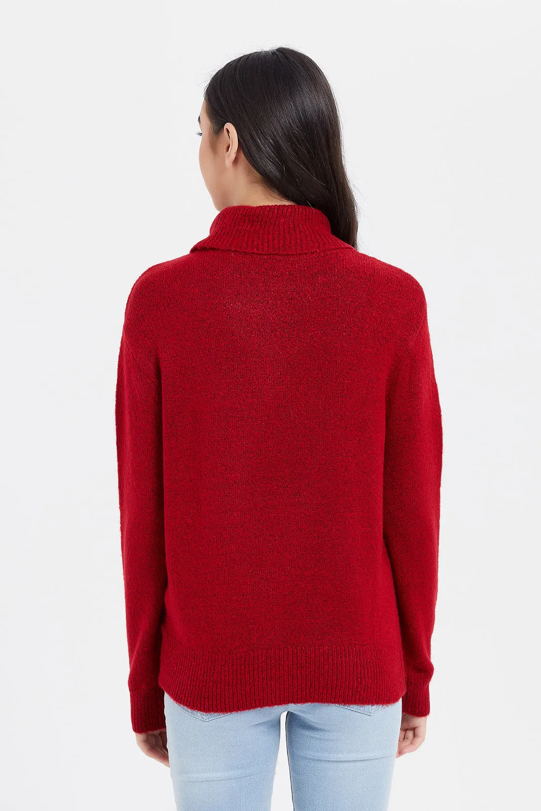 Senior Girls Burgundy High Neck Pullover