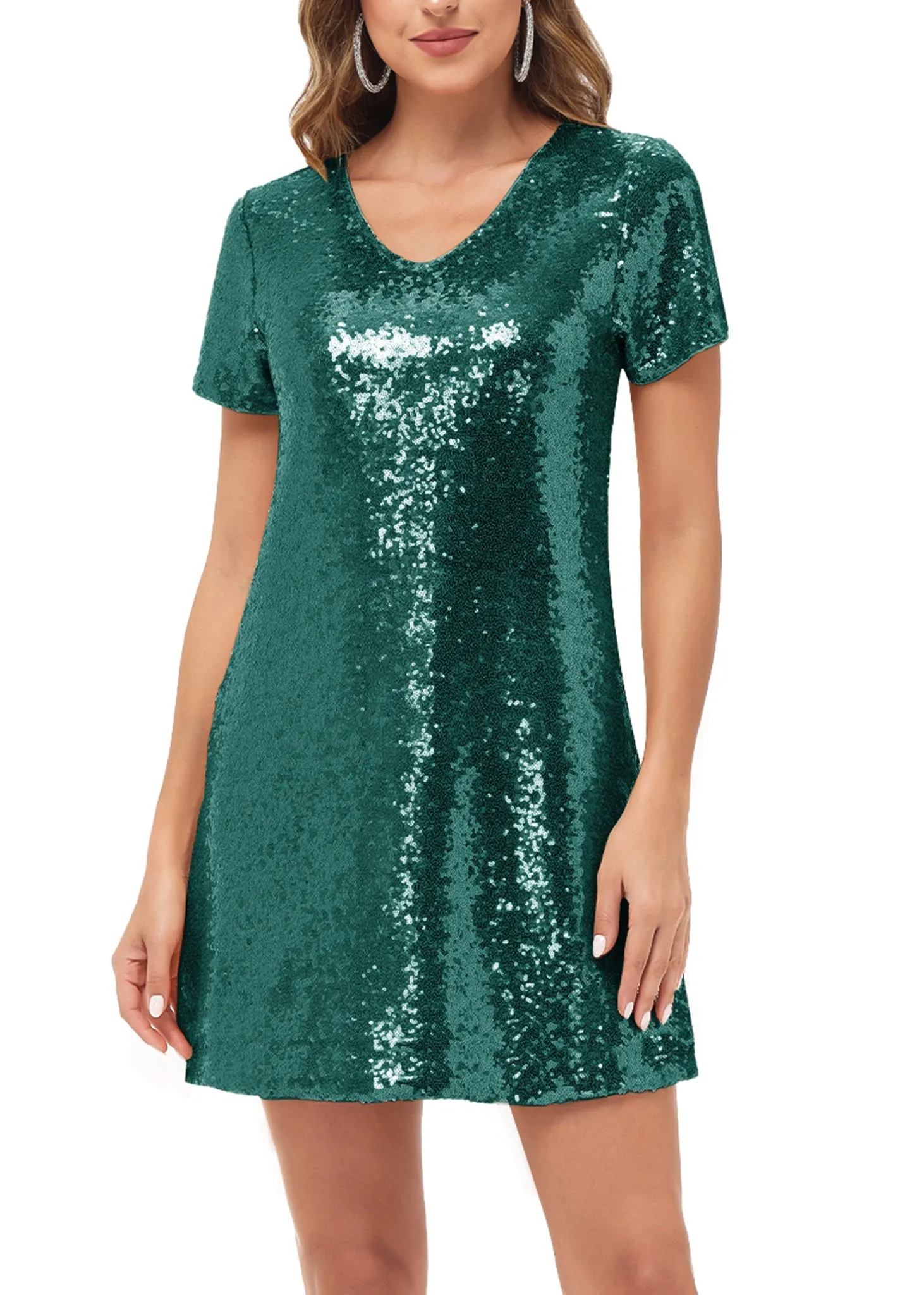 Sequin Shift Tunic T-Shirt Mini Dress by Anna-Kaci