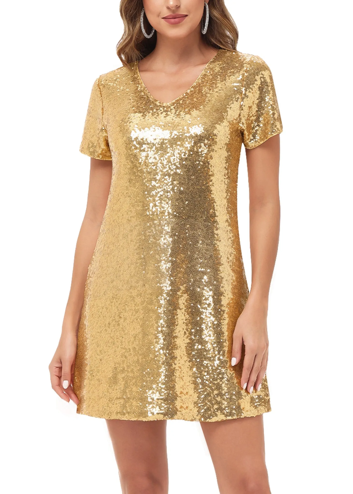 Sequin Shift Tunic T-Shirt Mini Dress by Anna-Kaci