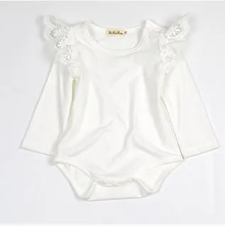 Solid Jumpsuit Bodysuit Romper With Shoulder Wings Infant Girl