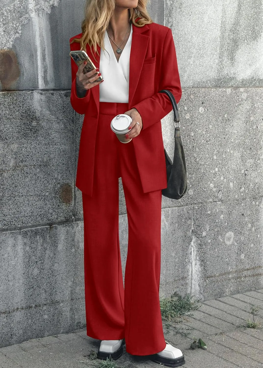 Sophisticated Working Woman Black Blazer & Pants Suit Set