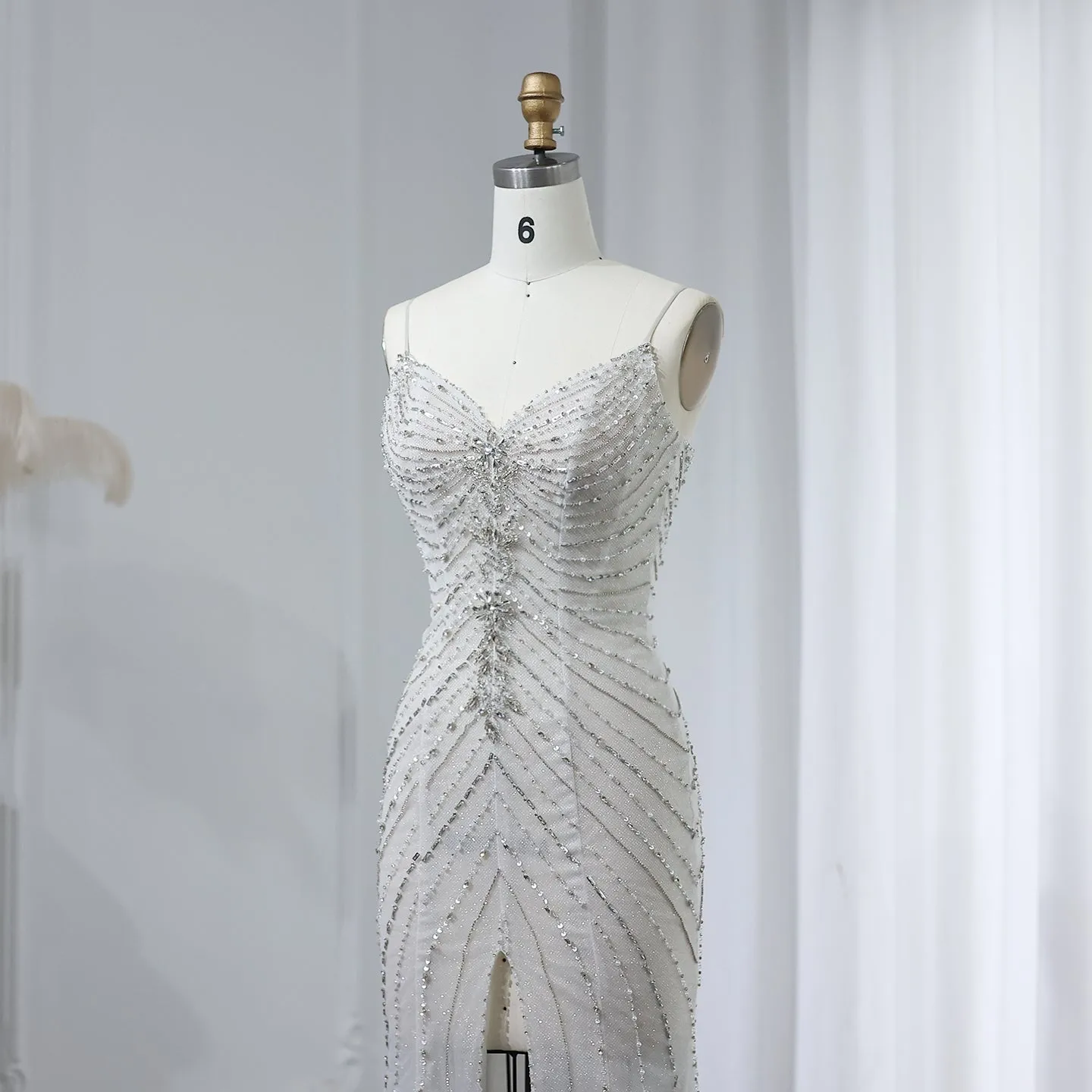 Sparkling Crystal Mermaid White Wedding Dress SS529