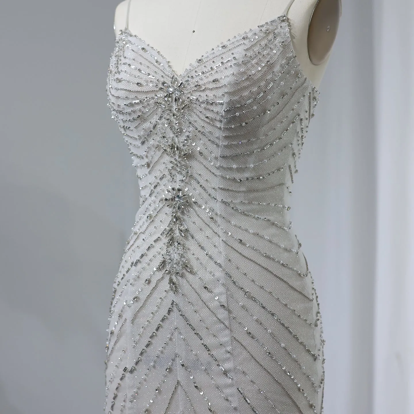 Sparkling Crystal Mermaid White Wedding Dress SS529