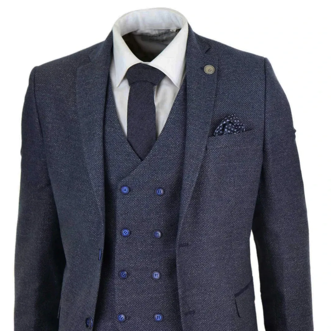 STZ33 - Men's Wool 3 Piece Suit Double Breasted Waistcoat Tweed 1920s