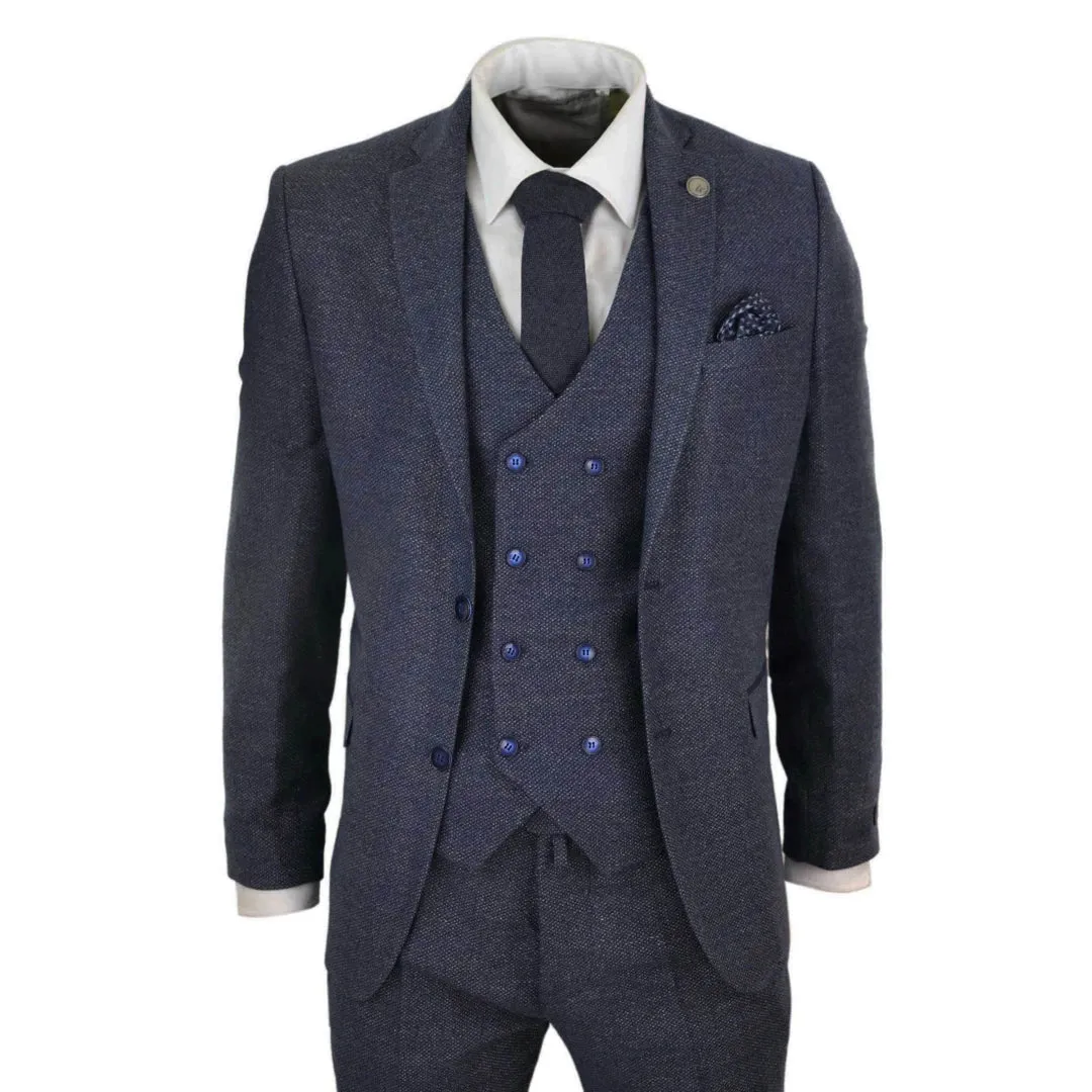 STZ33 - Men's Wool 3 Piece Suit Double Breasted Waistcoat Tweed 1920s