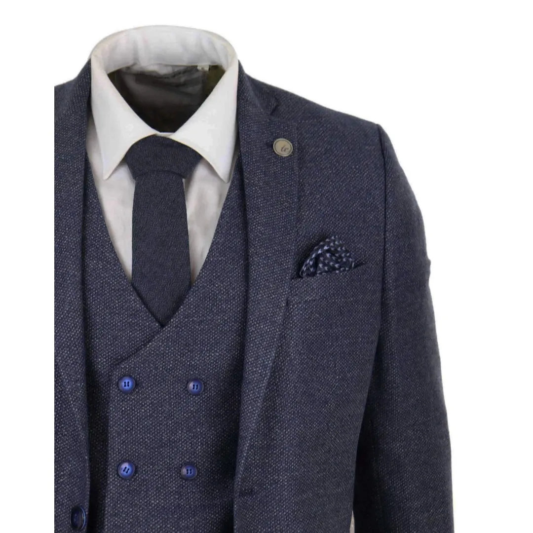 STZ33 - Men's Wool 3 Piece Suit Double Breasted Waistcoat Tweed 1920s