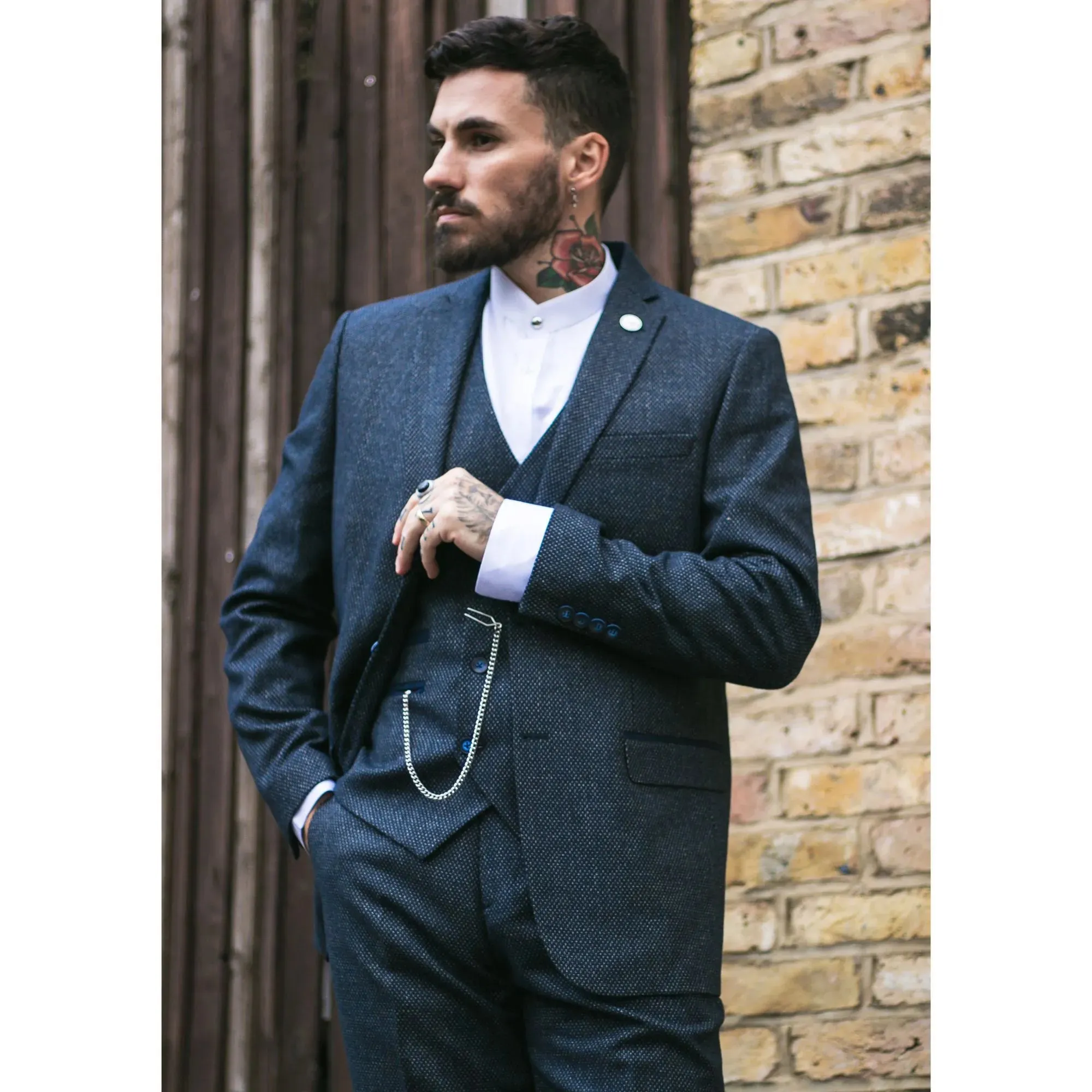 STZ33 - Men's Wool 3 Piece Suit Double Breasted Waistcoat Tweed 1920s