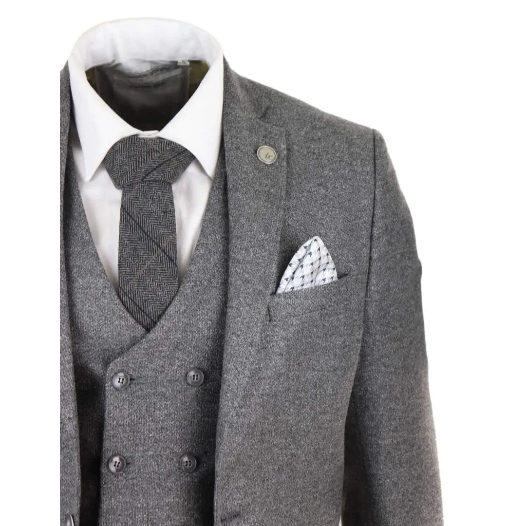 STZ34 - Men's Wool 3 Piece Suit Double Breasted Waistcoat Tweed 1920s