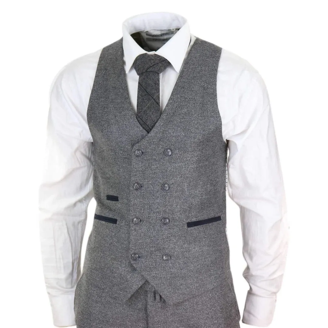 STZ34 - Men's Wool 3 Piece Suit Double Breasted Waistcoat Tweed 1920s