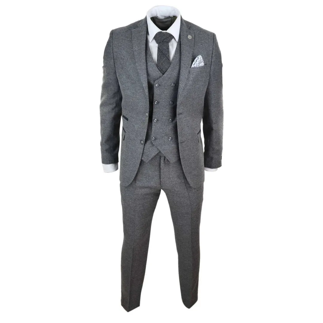 STZ34 - Men's Wool 3 Piece Suit Double Breasted Waistcoat Tweed 1920s