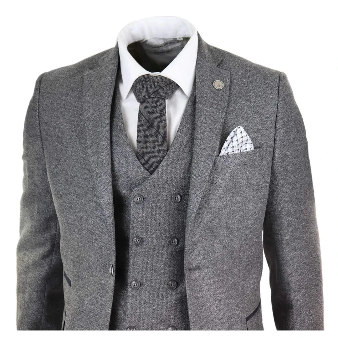 STZ34 - Men's Wool 3 Piece Suit Double Breasted Waistcoat Tweed 1920s