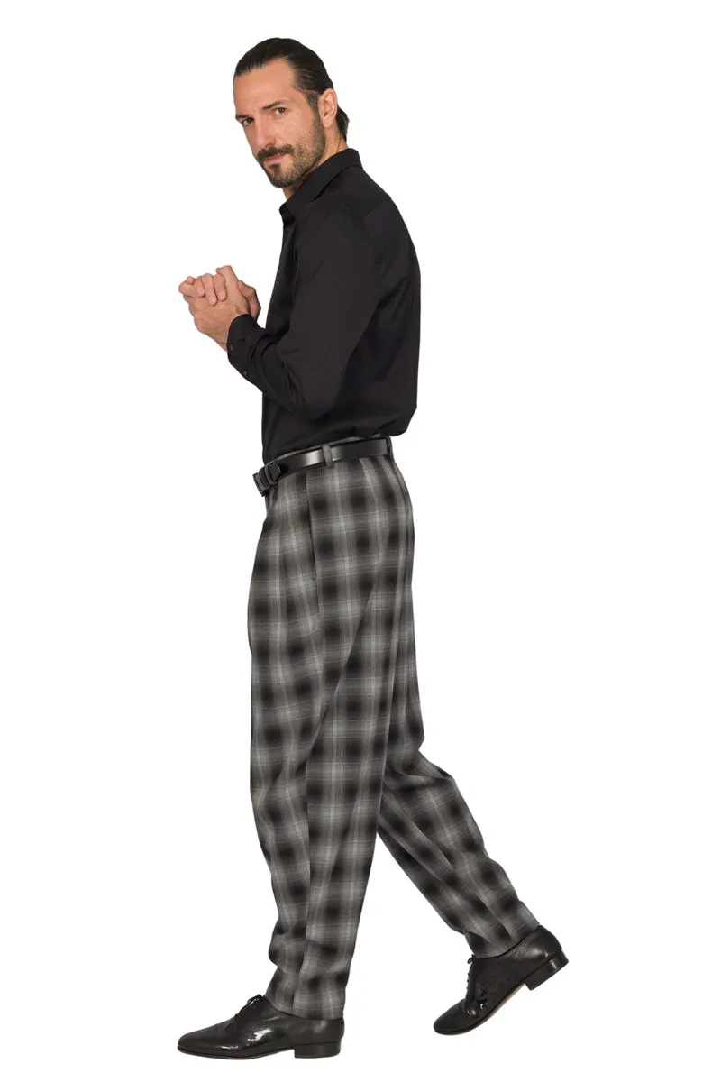 Tapered Plaid Tango Pants With Two Inverted Pleats