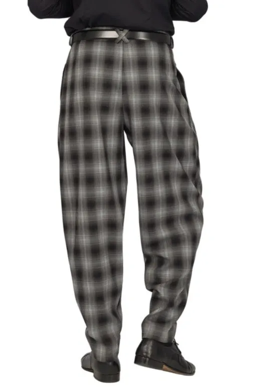 Tapered Plaid Tango Pants With Two Inverted Pleats