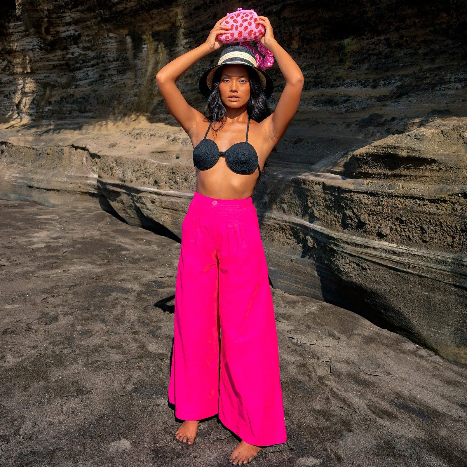 TAYLOR Wide-leg Pants in Hot Pink by BrunnaCo