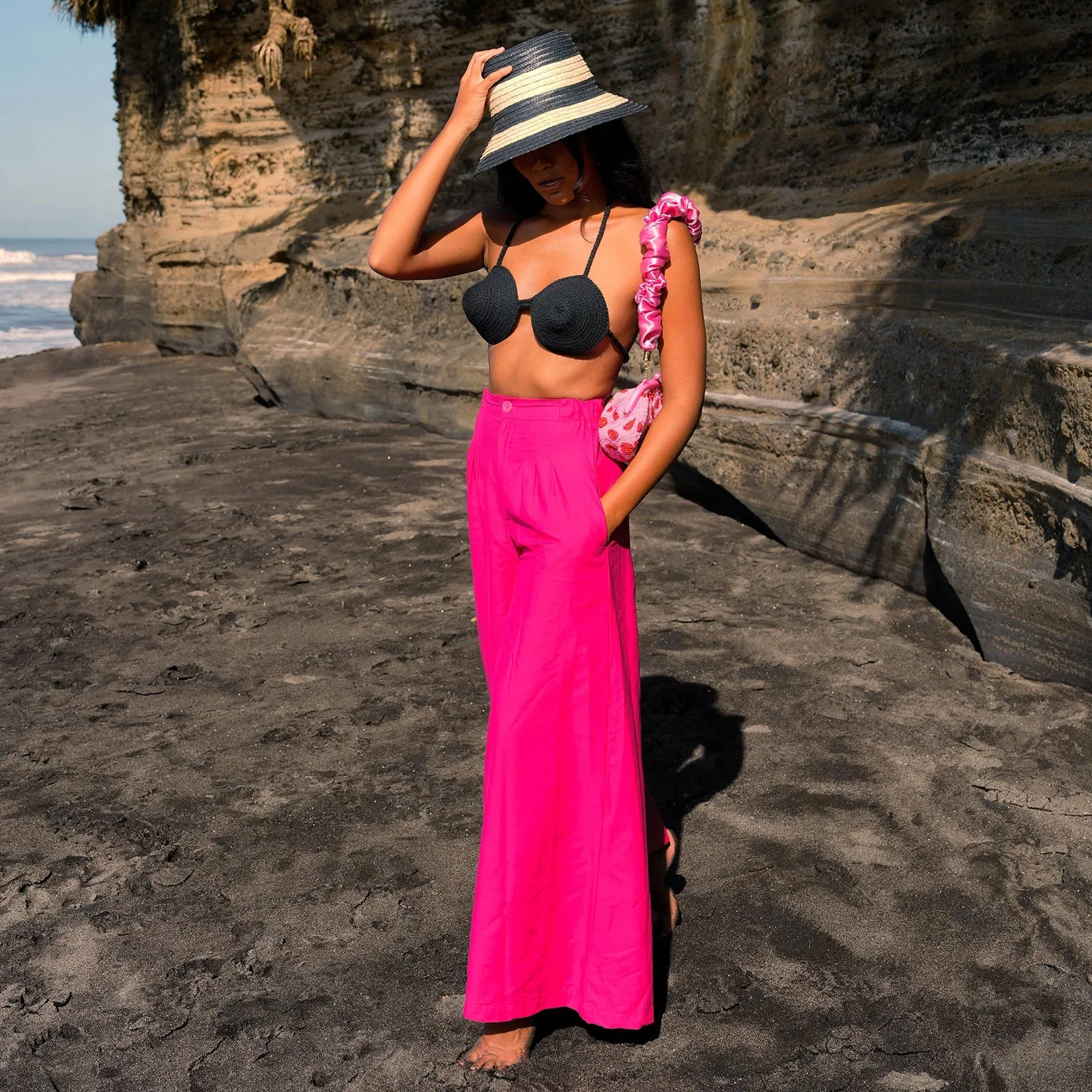 TAYLOR Wide-leg Pants in Hot Pink by BrunnaCo