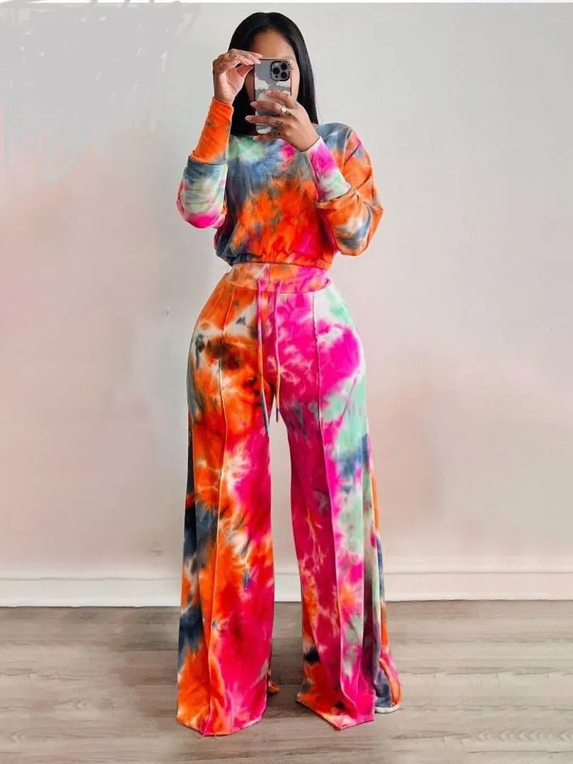 Tracksuit Off Shoulder Long Sleeve T-shirt and Loose Pants Two 2 Piece Sets