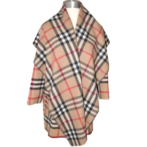 Very Soft Wool Blend Classic Plaid Wrap Coat II