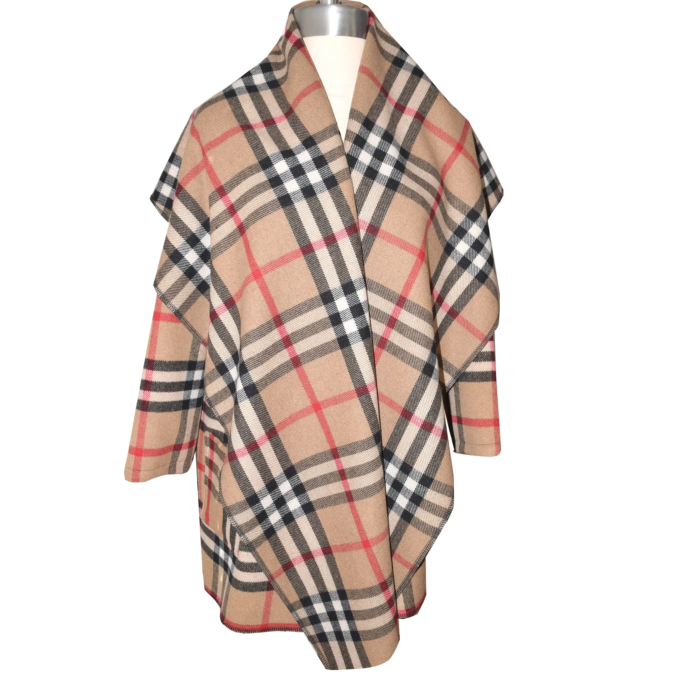 Very Soft Wool Blend Classic Plaid Wrap Coat II