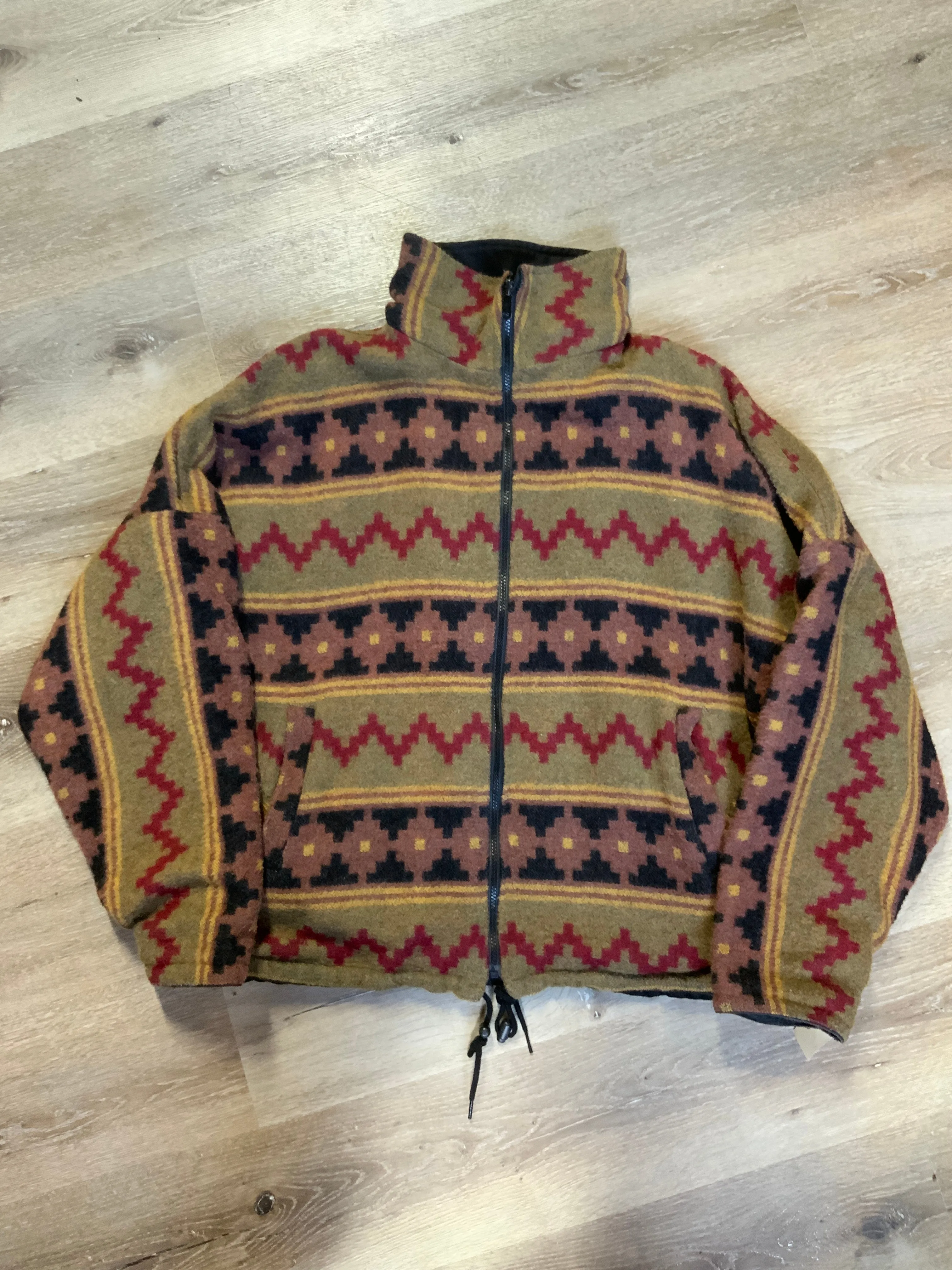 Vintage Reversible Black Denim and Colourful Wool Jacket, SOLD