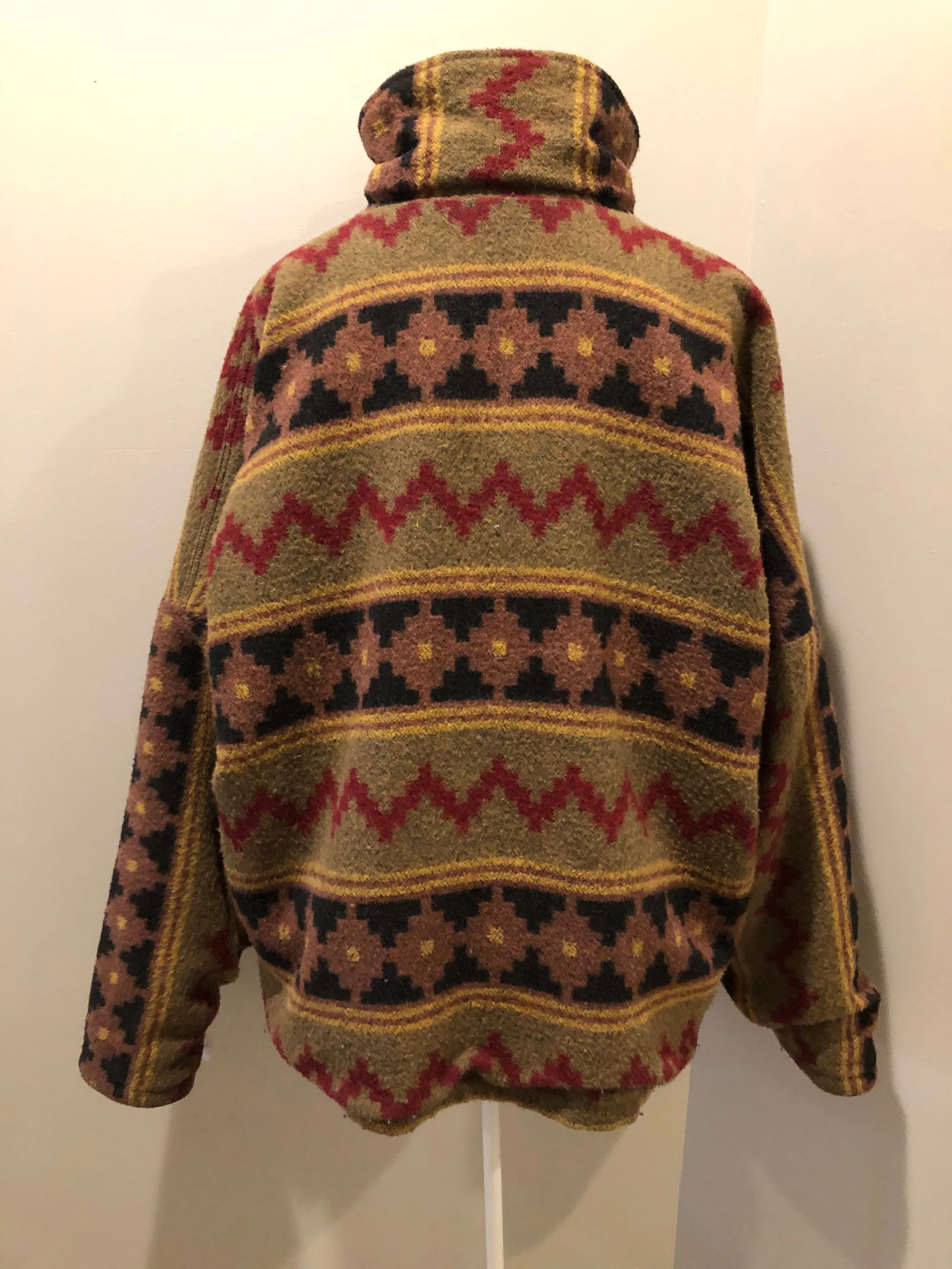 Vintage Reversible Black Denim and Colourful Wool Jacket, SOLD